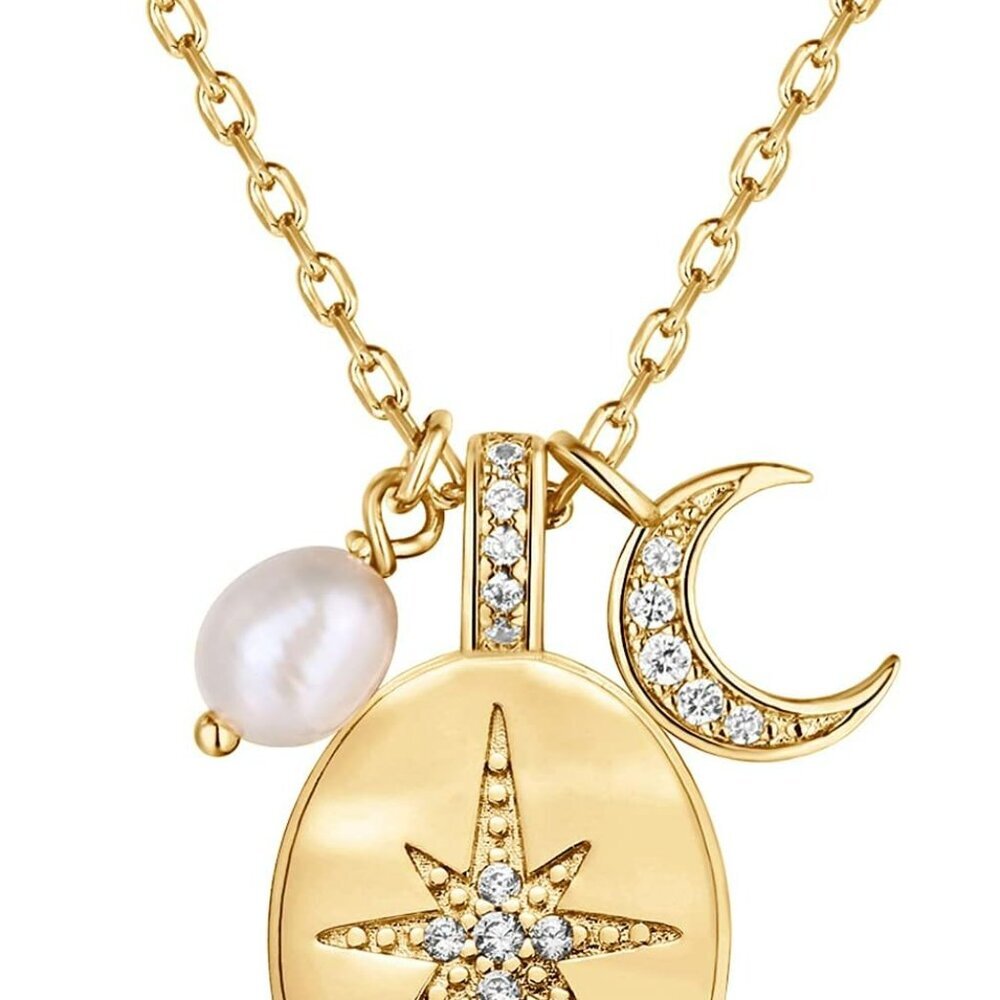 14K Gold Plated Engraved Coin Pendant Necklaces for Women | Byzantine Coin Penda - Picture 1 of 6